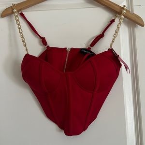 Red crop top going out shirt NEW